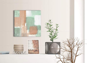 Small Peach Mint Green Bathroom Canvas Pictures Accessories - Abstract 1s375s - 49cm Square Print