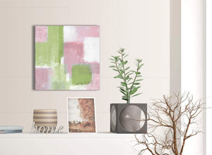 Small Pink Lime Green Green Bathroom Canvas Wall Art Accessories - Abstract 1s374s - 49cm Square Print