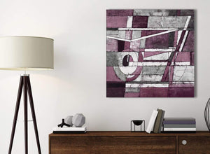Small Plum Grey White Painting Kitchen Canvas Wall Art Accessories - Abstract 1s408s - 49cm Square Print