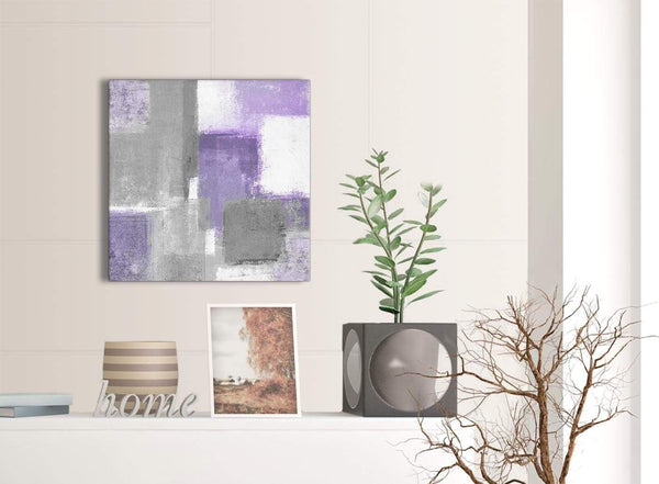 Small Purple Grey Painting Bathroom Canvas Wall Art Accessories - Abstract 1s376s - 49cm Square Print