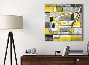 Small Yellow Grey Painting Bathroom Canvas Pictures Accessories - Abstract 1s400s - 49cm Square Print