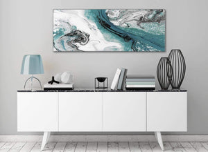 Teal and Grey Swirl Living Room Canvas Wall Art Accessories - Abstract 1468 - 120cm Print