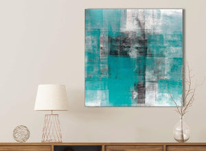 Teal Black White Painting Bathroom Canvas Wall Art Accessories - Abstract 1s399s - 49cm Square Print