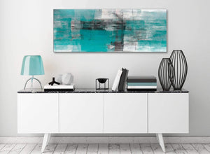 Teal Black White Painting Bedroom Canvas Wall Art Accessories - Abstract 1399 - 120cm Print