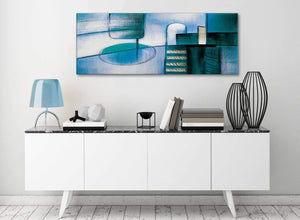 Teal Cream Painting Living Room Canvas Wall Art Accessories - Abstract 1417 - 120cm Print