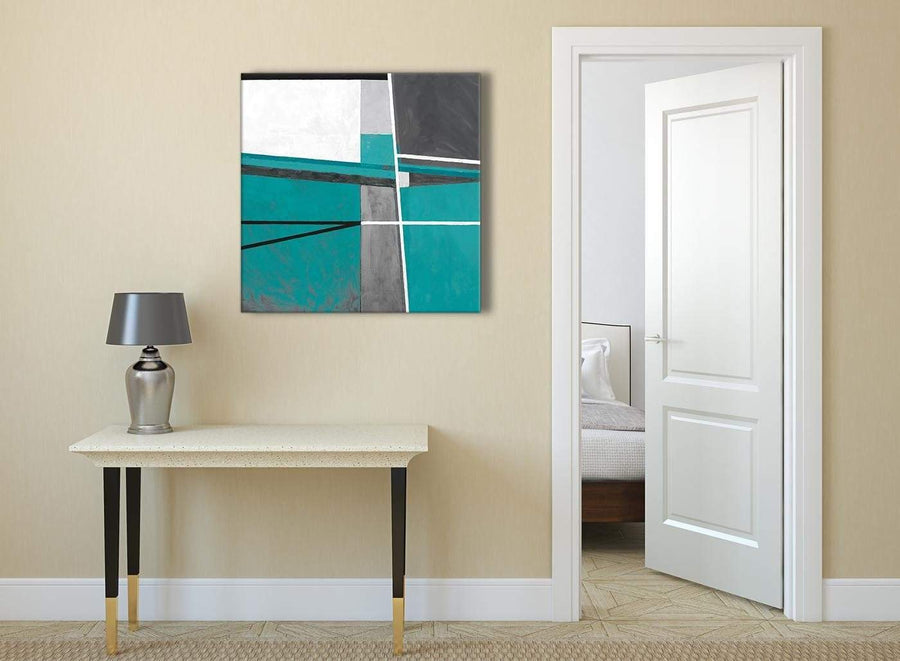 Teal Grey Painting Abstract Living Room Canvas Wall Art Decor 1s389l - 79cm Square Print