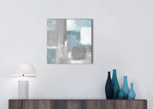 Teal Grey Painting Kitchen Canvas Wall Art Accessories - Abstract 1s377s - 49cm Square Print