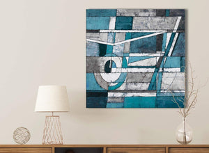 Teal Grey Painting Bathroom Canvas Pictures Accessories - Abstract 1s402s - 49cm Square Print