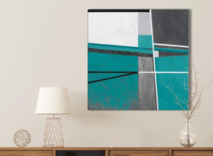 Teal Grey Painting Bathroom Canvas Pictures Accessories - Abstract 1s389s - 49cm Square Print