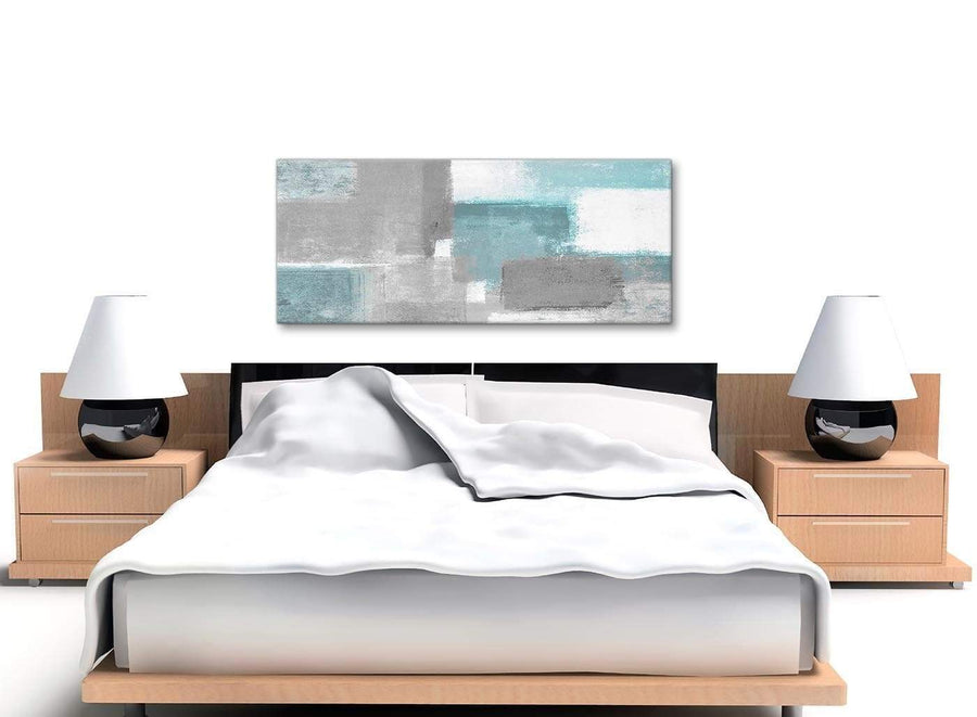 Teal Grey Painting Bedroom Canvas Pictures Accessories - Abstract 1377 - 120cm Print