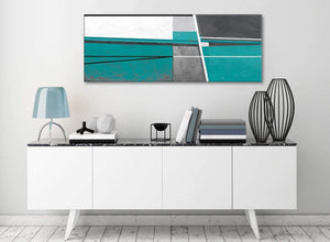 Teal Grey Painting Living Room Canvas Wall Art Accessories - Abstract 1389 - 120cm Print