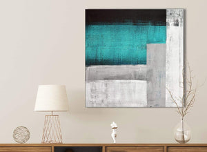 Teal Turquoise Grey Painting Kitchen Canvas Pictures Accessories - Abstract 1s429s - 49cm Square Print
