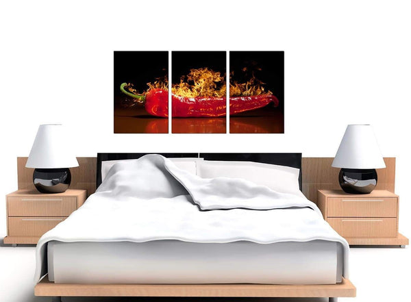 3 Panel Chili on Fire Canvas Prints 125cm x 60cm 3132