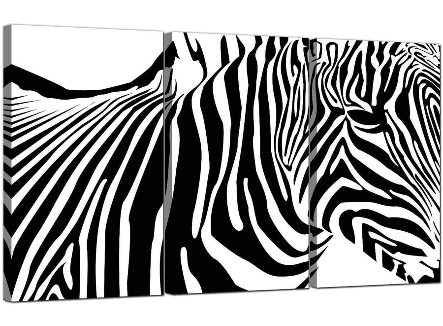 3 Part Abstract Wildlife Canvas Prints Zebra 3022