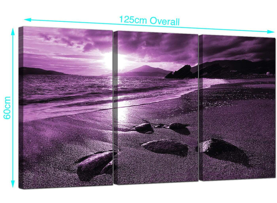 Set of Three Beach Sunset Canvas Prints 125cm x 60cm 3077