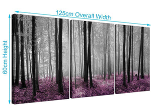 three part forest woodland and trees canvas prints uk black and white 3240