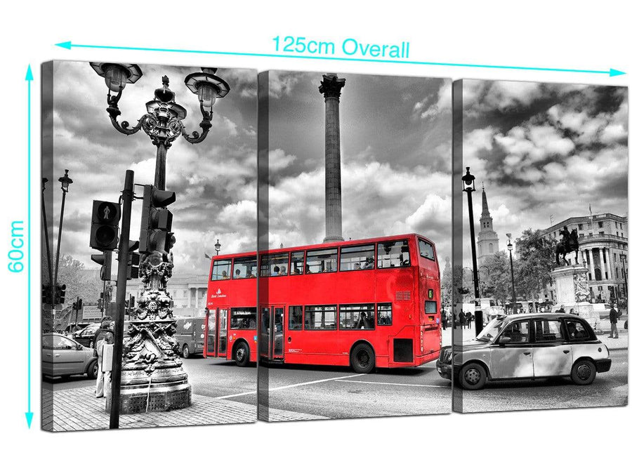 3 Part English London Bus Canvas Pictures 125cm x 60cm 3210
