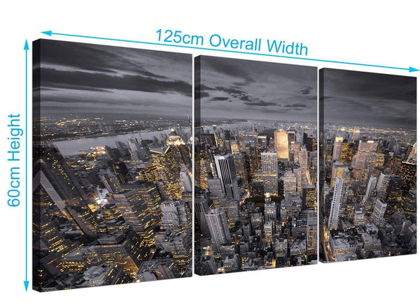 Black White Yellow New York Skyline Cityscape Canvas 