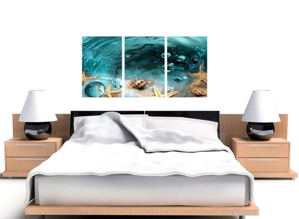 Triptych teal seaside starfish canvas prints uk 3253