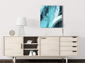 Turquoise and White - Hallway Canvas Wall Art Decorations - Abstract 1s448m - 64cm Square Print