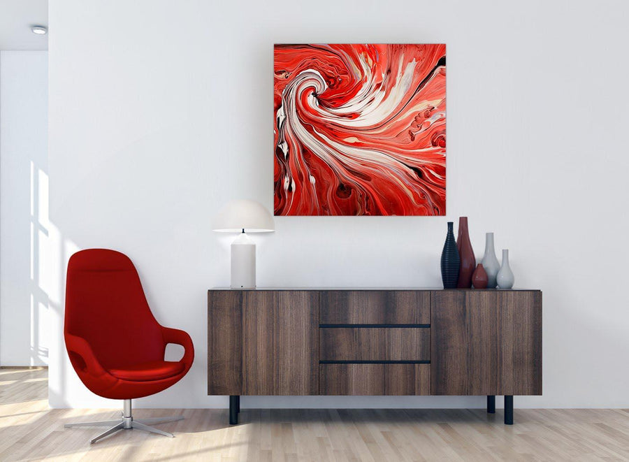 very large square red abstract swirl canvas wall art 1s265l