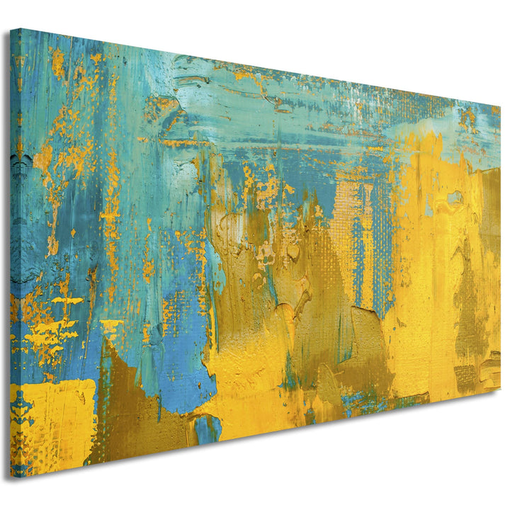Large Mustard Yellow and Teal Turquoise - Abstract Bedroom Canvas Pictures Decor - 1s446l