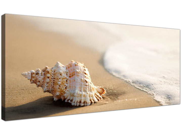 Contemporary Canvas Pictures Beige Seashell Panoramic 1146 - 4146