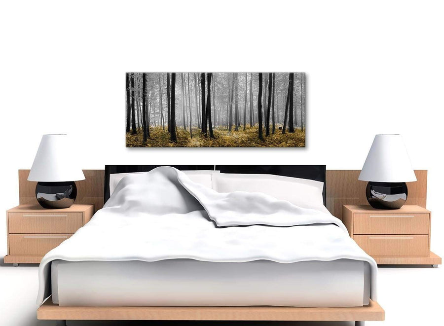 Yellow and Grey Forest Woodland Trees Living Room Canvas Pictures Accessories - 1384 - 120cm Print