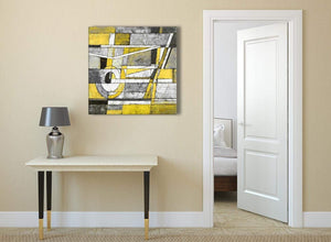 Yellow Grey Painting Abstract Bedroom Canvas Pictures Accessories 1s400l - 79cm Square Print