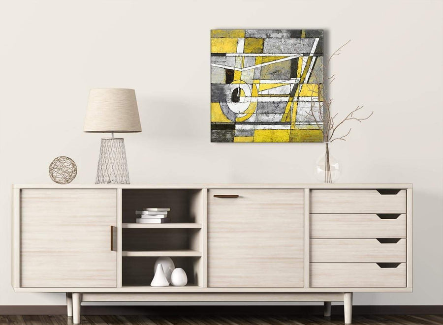 Yellow Grey Painting Living Room Canvas Wall Art Decor - Abstract 1s400m - 64cm Square Print