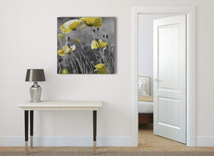 Yellow Grey Poppy Flower - Poppies Floral Canvas Abstract Hallway Canvas Pictures Decorations 1s258l - 79cm Square Print